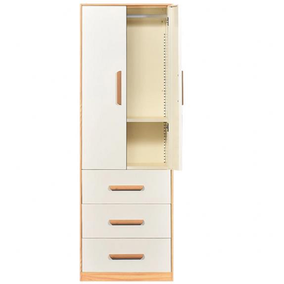 Steel Double Door Shelves White Wardrobe with Mirror Cabinet