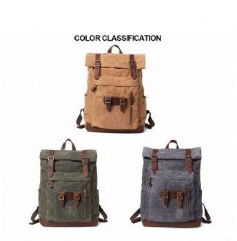 Canvas Leather Mens Backpack