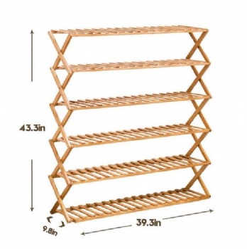 Modern Wood Furniture Shoe Rack Bamboo Slant Foldable Shoe Shelf